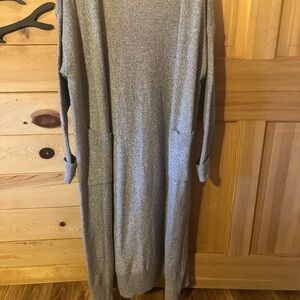 Gray Long Sleeve Cuffed Cardigan